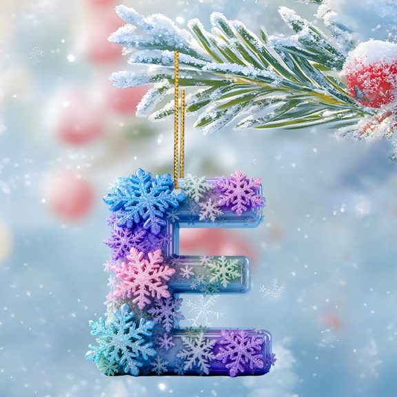 Personalized Alphabet Snowflake Acrylic Pendant, Custom Initial Backpack and Car Hanging Ornament, Holiday Gift Decor