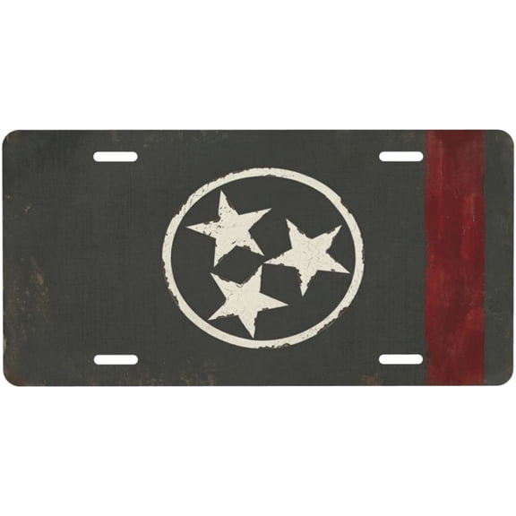 Personalized Aluminum Metal License Plate for Front of Car, Decorative Novelty Vanity Tag, Waterproof & Colorfast Universal Auto Car Plate Decor, 6 X 12 Inch Tennessee State Flag Tri-Star