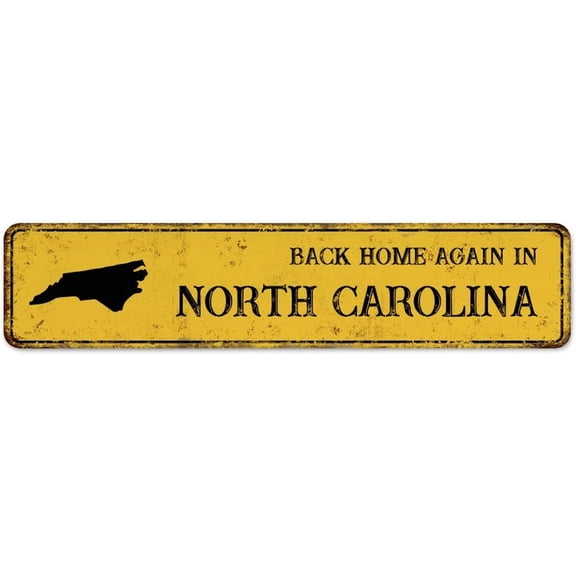 Personalized Aluminum Metal Sign Back Home Again in North Carolina Room Decor for Men Art Poster Terrace Restaurants Kitchen America State Name Map Metal Tin Sign Gift for Coffee Bar 4"x16"