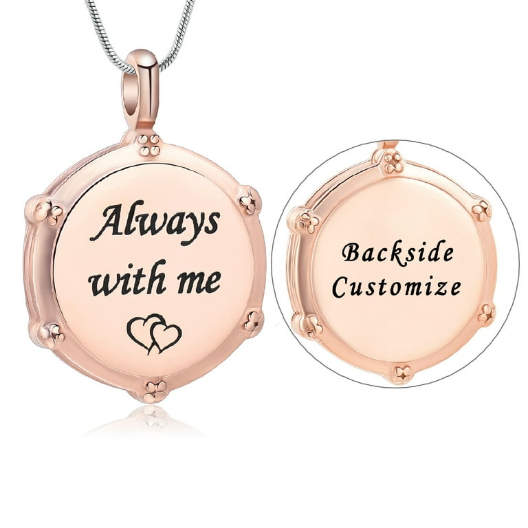 Personalized Always with Me Drum Cremation Jewelry for Ashes Urn Necklace Lockets for Human Ashes Pendent for Ashes and Chain
