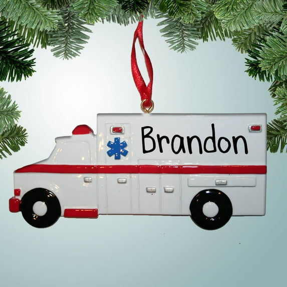 Personalized Ambulance Christmas Ornament - Fire Department - Firefighter - Fireman - Firewoman - Perfect Stocking Stuffer