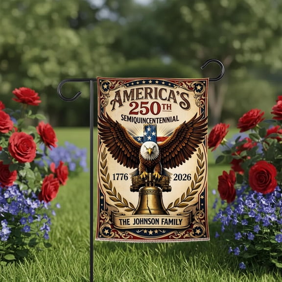 Personalized America 250 Years Family Name Flag 12x18 POLE NOT INCLUDED Garden Flag