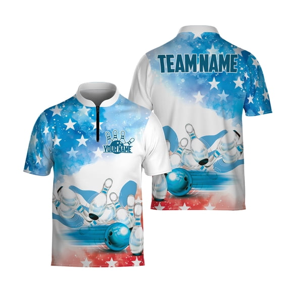 Personalized American Bowling Jersey Patriotic 3D Bowling Shirt for Team