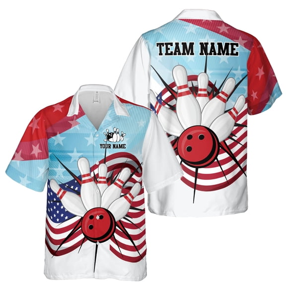 Personalized American Bowling Team Play Hawaiian Shirt S-5XL