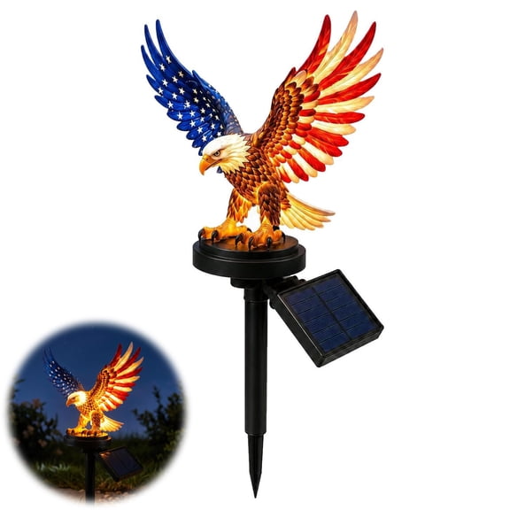 Personalized American Eagle Solar Garden Light, Patriotic Memorial Day Decor, Solar Eagle Garden Light for 4th of July Decorations