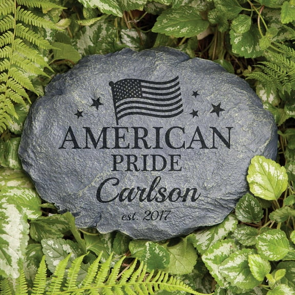 Personalized American Flag Garden Stone