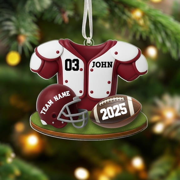 Personalized American Football Ornament 2025 – Custom Jersey & Helmet Keepsake, Football Player Uniform Christmas Decor and Unique Holiday Gift for Athletes & Fans