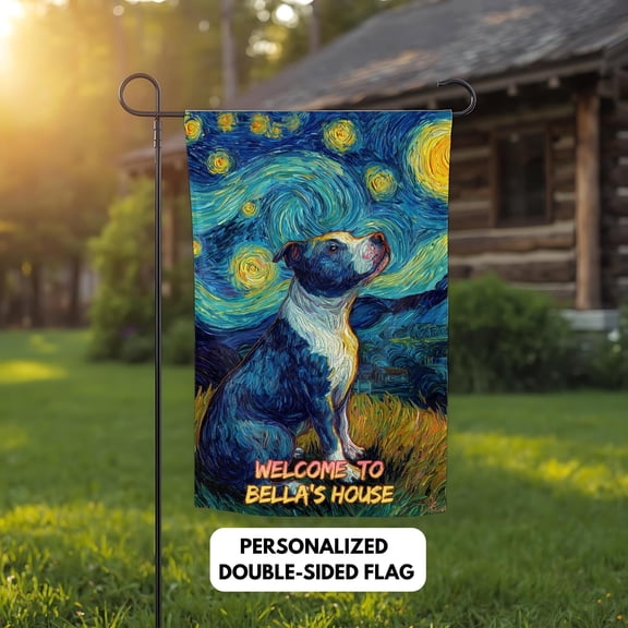 Personalized American Staffordshire Terrier Garden Flag Custom Pet Dog Memoria Remembrance
