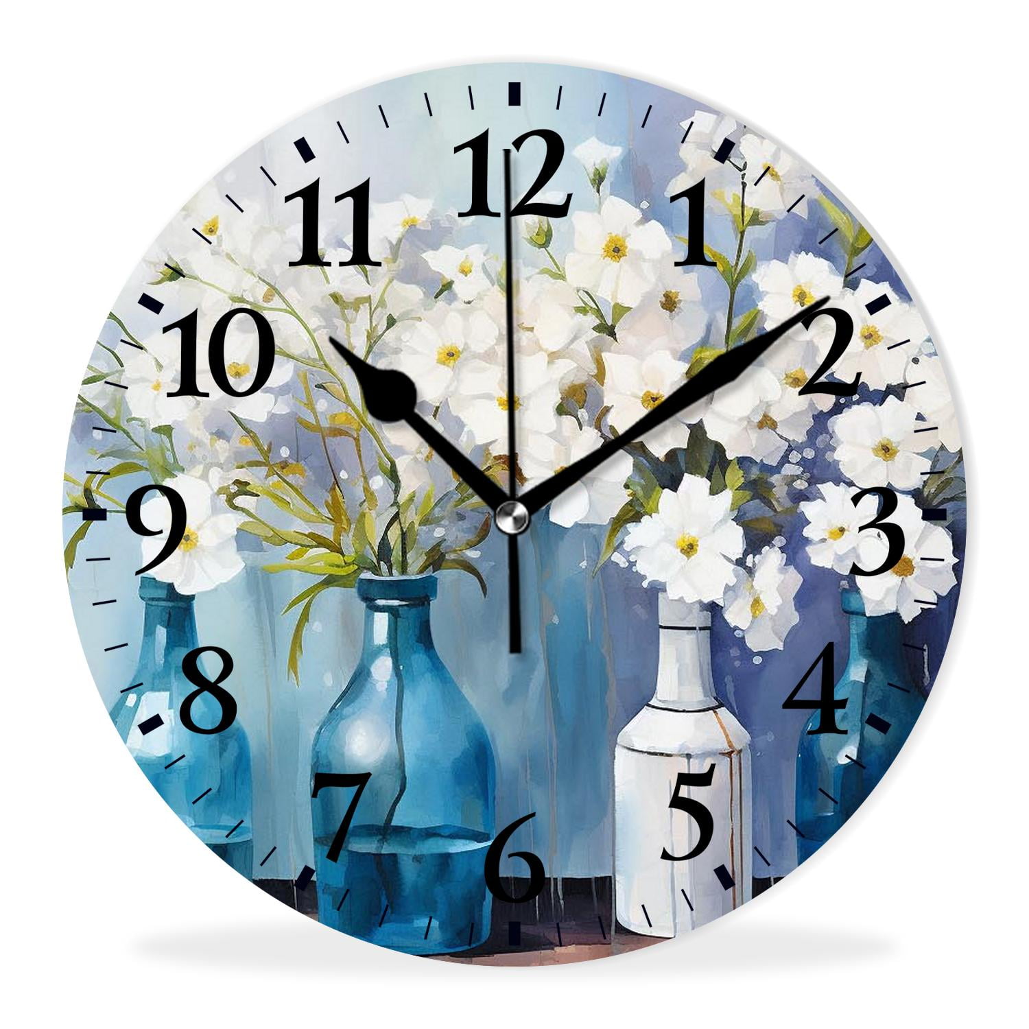 Personalized Analog Clock Non-Ticking Silent Wall Clocks Battery ...