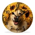thumbnail image 1 of Personalized Analog Clock Non-Ticking Silent Wall Clocks Battery Operated Clocks with Picture Decorative for Living Room-Border Collie Sunflower Field Funny Animal Drawing(10inch), 1 of 4