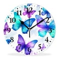 thumbnail image 1 of Personalized Analog Clock Non-Ticking Silent Wall Clocks Battery Operated Clocks with Picture Decorative for Living Room-Bule Butterflies(16inch), 1 of 4