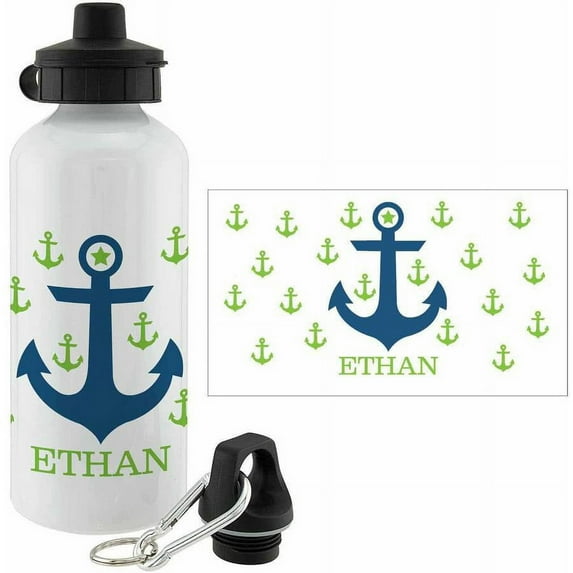 Personalized Anchor Sports Water Bottle, Boy - 20 oz