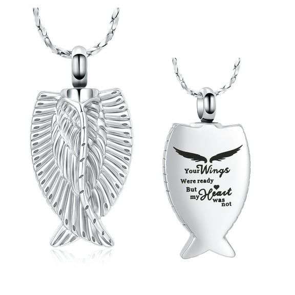 Personalized Angel Wing Cremation Necklace for Ashes Stainless Steel Urn Pendant Ashes Holder Memorial Jewelry