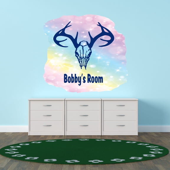 Personalized Animal Wall Decals for Bedroom - Hunting Buck Head Wall Sticker Decal With Easy Installation Instructions Custom Name Sticker - Size: 20 In x 18 In