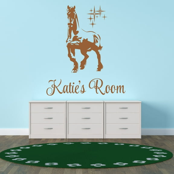 Personalized Animal Wall Decals for Boys Room - Stallion Grace Beauty Fire Freedom Wall Sticker Decal With Easy Installation Instructions Custom Name Sticker - Size: 9 In x 10 In
