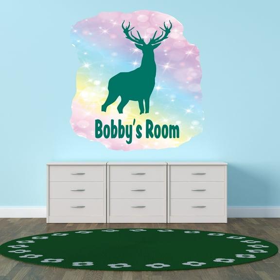 Personalized Animal Wall Decals for Kids Room - Large Buck Deer Standing Hunting Wall Sticker Decal With Easy Installation Instructions Custom Name Sticker - Size: 10 In x 10 In