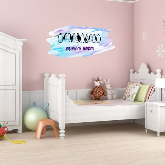 Personalized Animal Wall Decals for Kids Room - Penqiuns Are My Spirit Animal Nursery Decor With Easy Installation Instructions Custom Name Sticker - Size: 30 In x 15 In