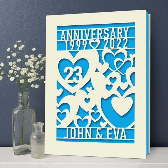 Personalized Anniversary Card, Wedding Anniversary Congratulations Card for Wife Husband Couple, Keepsake Greeting Card with Envelope