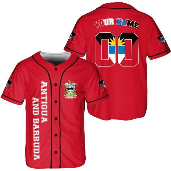 Personalized Antigua and Barbuda Jersey, Antiguan and Barbudan Soccer Shirt Baseball Antigua and Barbuda Pride Flag (S)