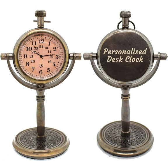 Personalized Antique Desk Clock - Engraved Anniversary Desk Clock Gift Customizable Bronze Luxury Office Decor, Traditional Engraved Gift for Men & Women, Gift for Couples, Wedding Gift for Spouse