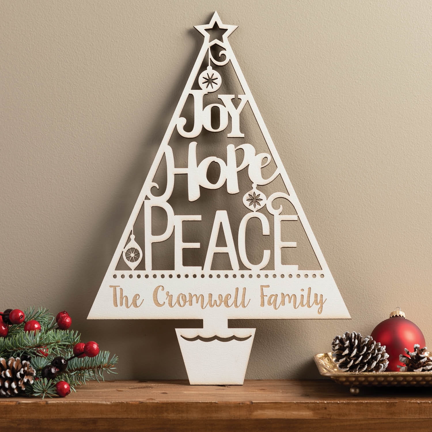 Personalized Antique White Tree Plaque