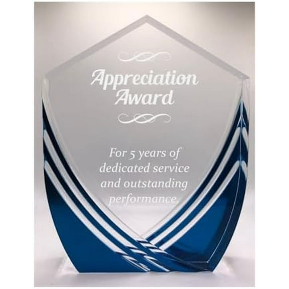 Personalized Appreciation Award, Customizable Solid Acrylic Trophy Shield Shaped, Business Awards with Custom Text$$Gift Supply & Awards