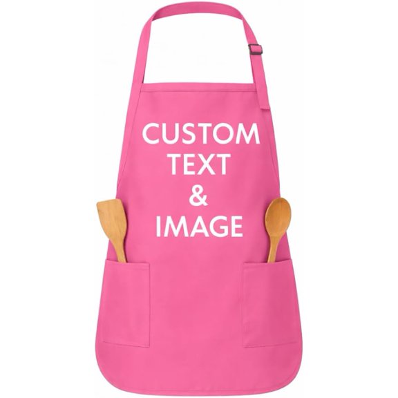 Personalized Apron with Custom Name or Logo - Adjustable, 2 Pockets, Easy-Care Cotton Blend Chef Cooking Baking BBQ Gift for Men Women