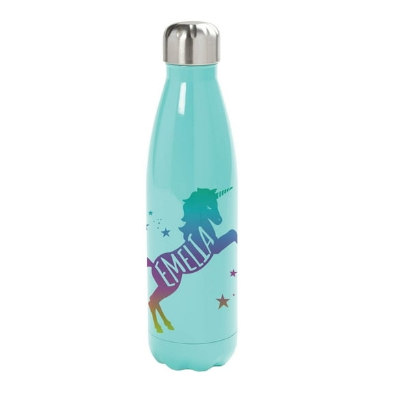 Personalized Aqua Unicorn Stainless Steel Water Bottle