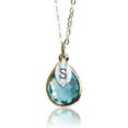 thumbnail image 1 of Personalized Aquamarine Necklace, March Teardrop Birthstone Necklace, Bridesmaid Necklace, Custom Initial Necklace, Birthday Gift for Her - 18" Silver Plated, 1 of 5
