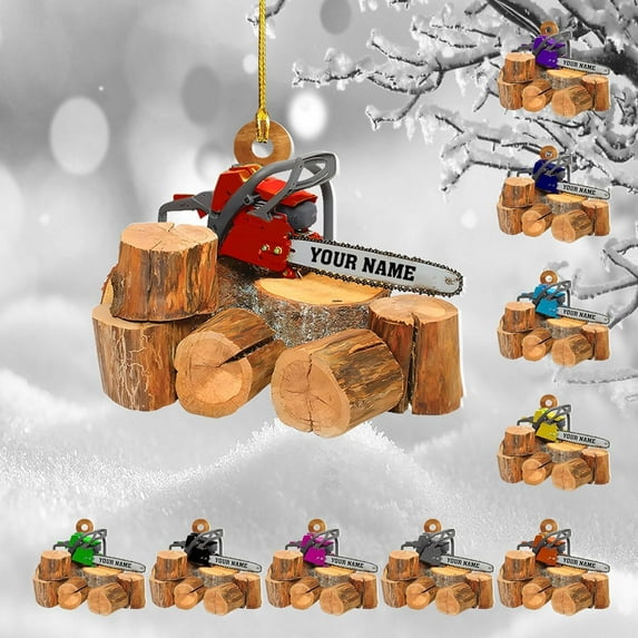Personalized Arborist Christmas Ornament Tree Decorations 2D Flat, Gifts for Men Him Arboriculturist Tree Woodworking Woodworker Logger Chainsaw Forester Tree Cutter Ornament 2025 (ON52) - 3429 (Red)