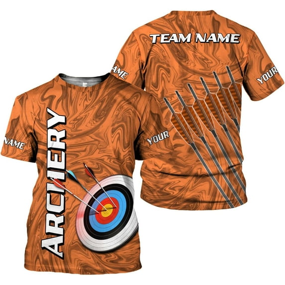 Personalized Archery Shirt 3D Archery Target Archery Shirts for Men Women Archer Archery Lovers Bow Archer Sportwear (Orange, 4XL)