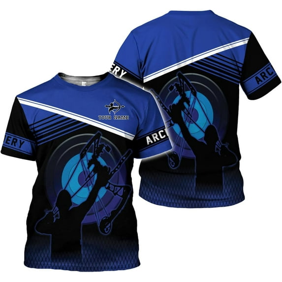 Personalized Archery Shirt 3D Archery Target Bow Archery Shirts for Men Women Archer Archery Lovers T-Shirt S-5XL (Blue, 3XL)