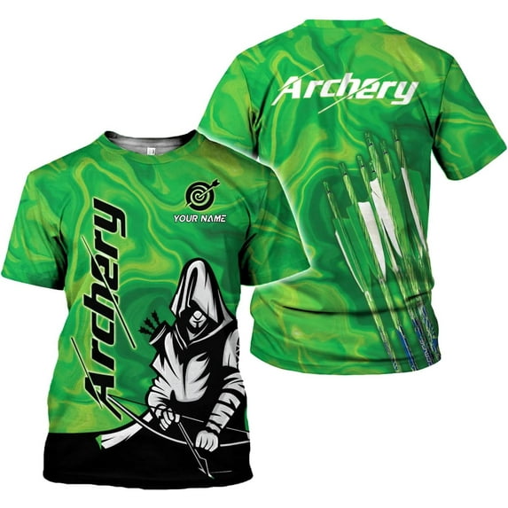 Personalized Archery Shirt 3D Archery Target Bow Archery Shirts for Men Women Archer Archery Lovers T-Shirt S-5XL (Green, L)