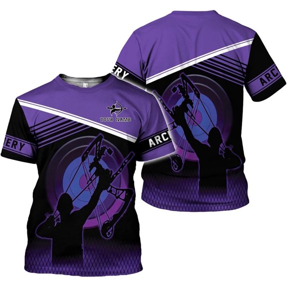 Personalized Archery Shirt 3D Archery Target Bow Archery Shirts for Men Women Archer Archery Lovers T-Shirt S-5XL (Purple, 4XL)