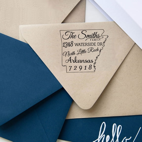 Personalized Arkansas Map Return Address Stamp Custom Self Inking Rubber Stamp Family/ Business Address