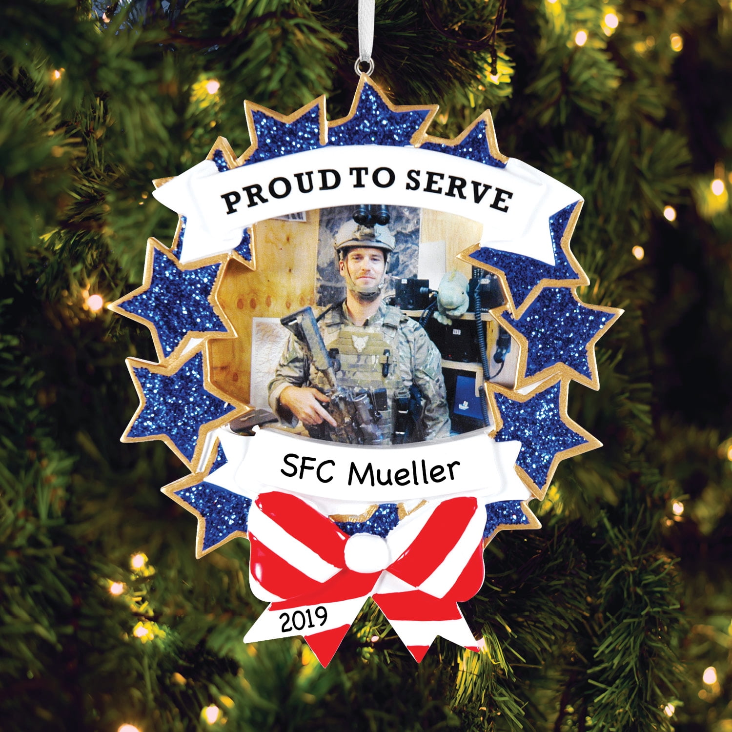 Personalized Armed Forces-Proud To Serve Picture Frame Christmas Tree Ornament