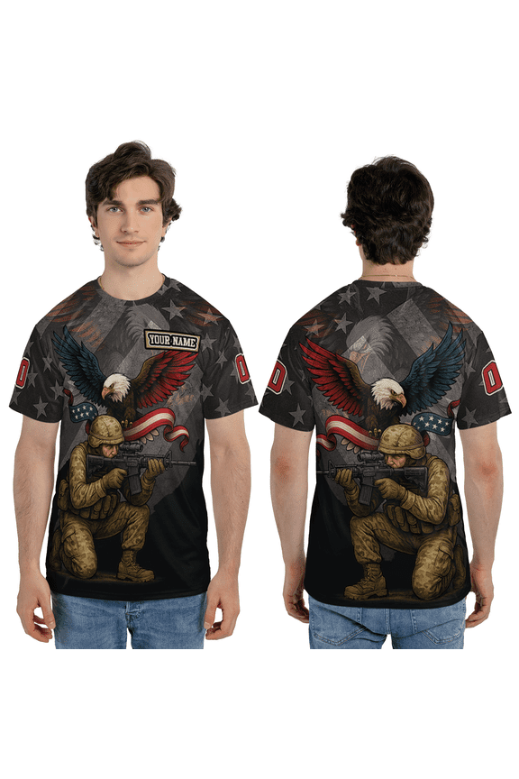 Personalized Army Veteran Patriotic 3D T-shirt, Patriotic Veteran US 3D Tee, Veteran Support 3D Print Shirt