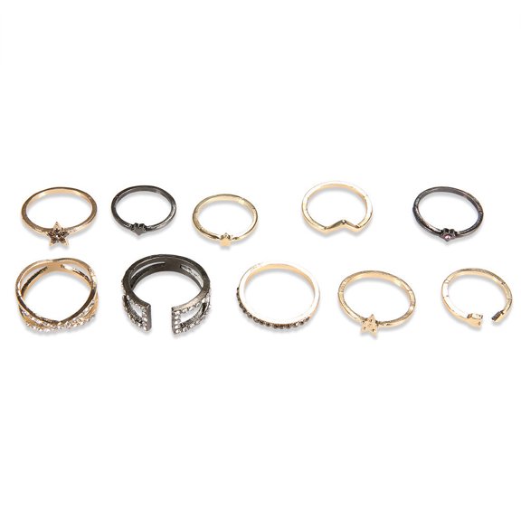 Personalized Arrow Five-pointed Star Wave Ring Set Of 10