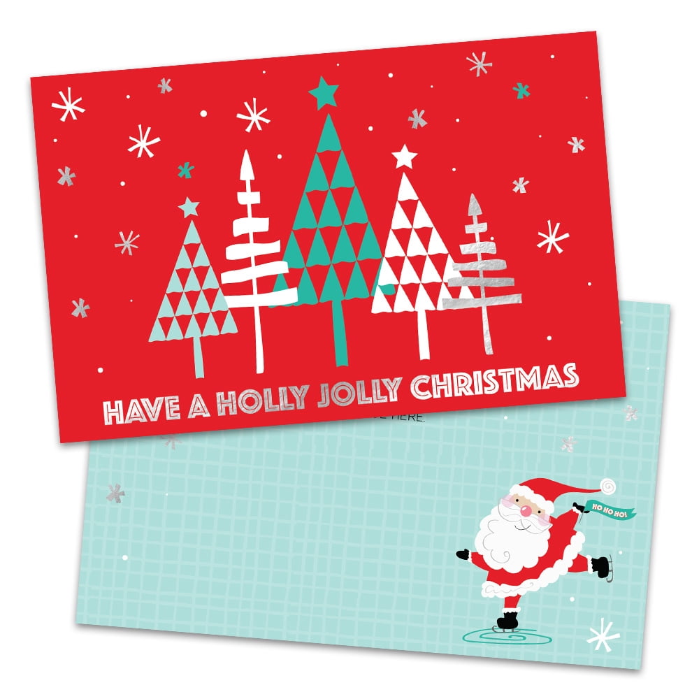 Personalized Art Deco Christmas Trees Folded Christmas Card