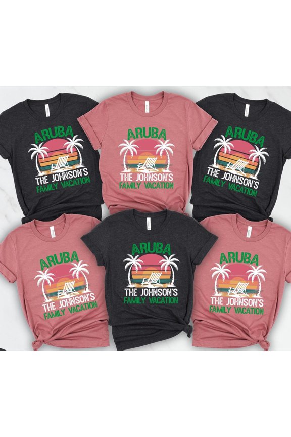 Personalized Aruba Family Vacation Shirts Custom Beach Trip Tees