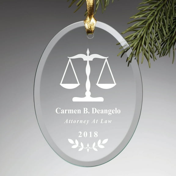 Personalized Attorney At Law Glass Ornament