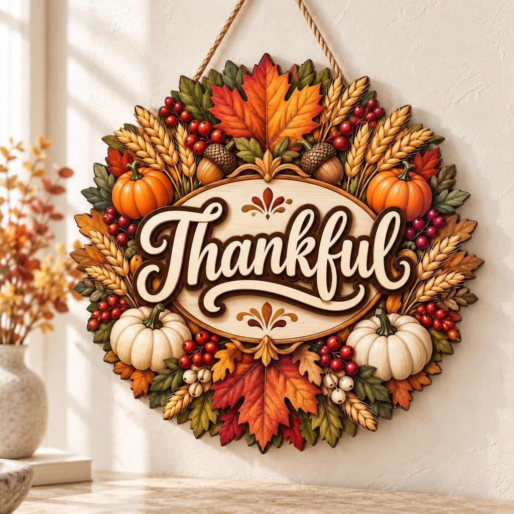 Personalized Autumn Leaf Wood Sign, Custom Front Door Hanger for ...