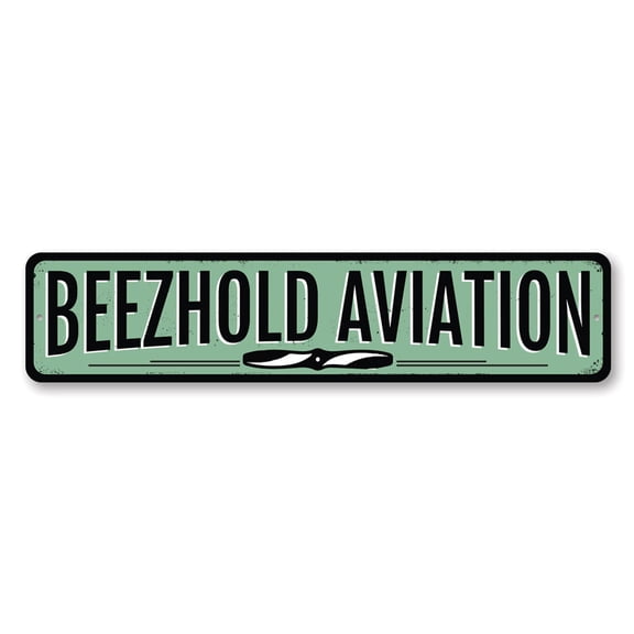 Personalized Aviation Propeller Aluminum Metal Decor Sign - 4x18 inches