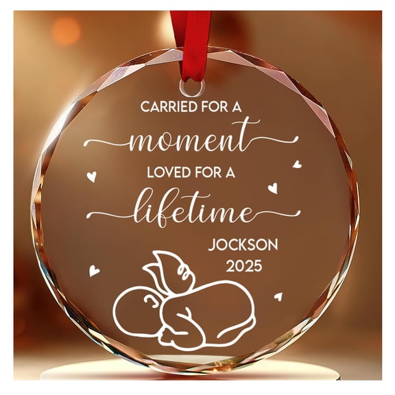 Personalized Baby Angel Ornament - Miscarriage Gift for Mom and Dad - Pregnancy Loss Memorial - Christmas Tree Decoration - Custom Name Crystal Glass