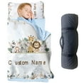 thumbnail image 1 of Personalized Baby Animals Bean Velvet Nap Mat for Kids – Soft Toddler Sleeping Mat with Custom Name – Ideal for Daycare, Preschool, and Travel(Cushions + Pillows22.5"x55"+Blanket size: 33.5" x 45"), 1 of 8