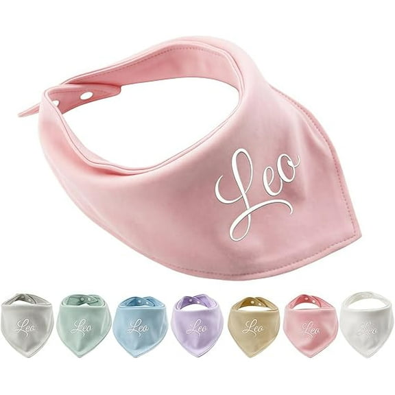 Personalized Baby Bandana Bib - 100% Cotton Soft Adjustable Snap Drool Bibs for Boys & Girls Wide Coverage Feeding Bib Quick Dry Machine Washable