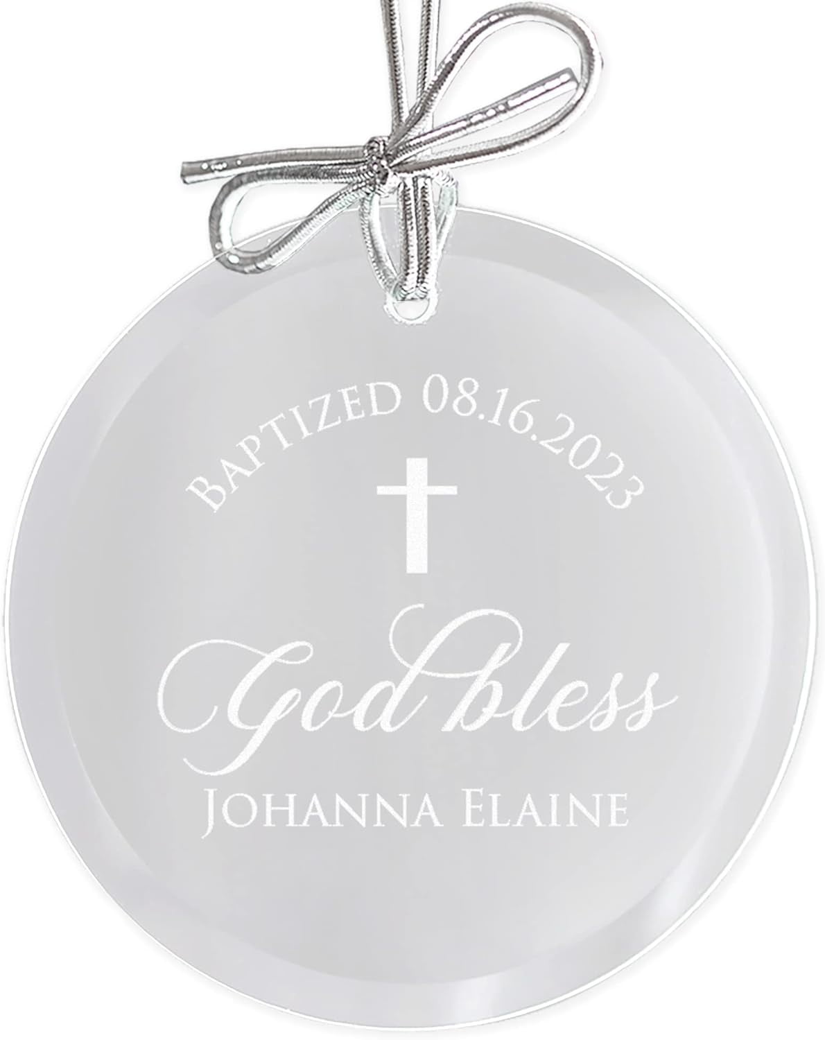 Personalized Baby Baptism Ornament Gift Custom Boy Girl Christening Ornament with Cross, Name