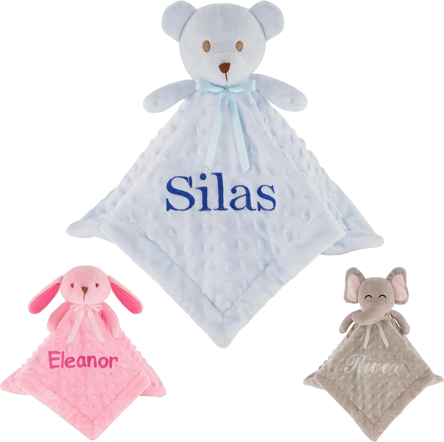 Personalized Baby Blanket Lovey with Custom Embroidered Name Super Soft Security Blankets for Babies Stuffed Baby Security Blanket Snuggle Toy Comforting Loveys for Babies Boy and Girl Blue Walmart ...