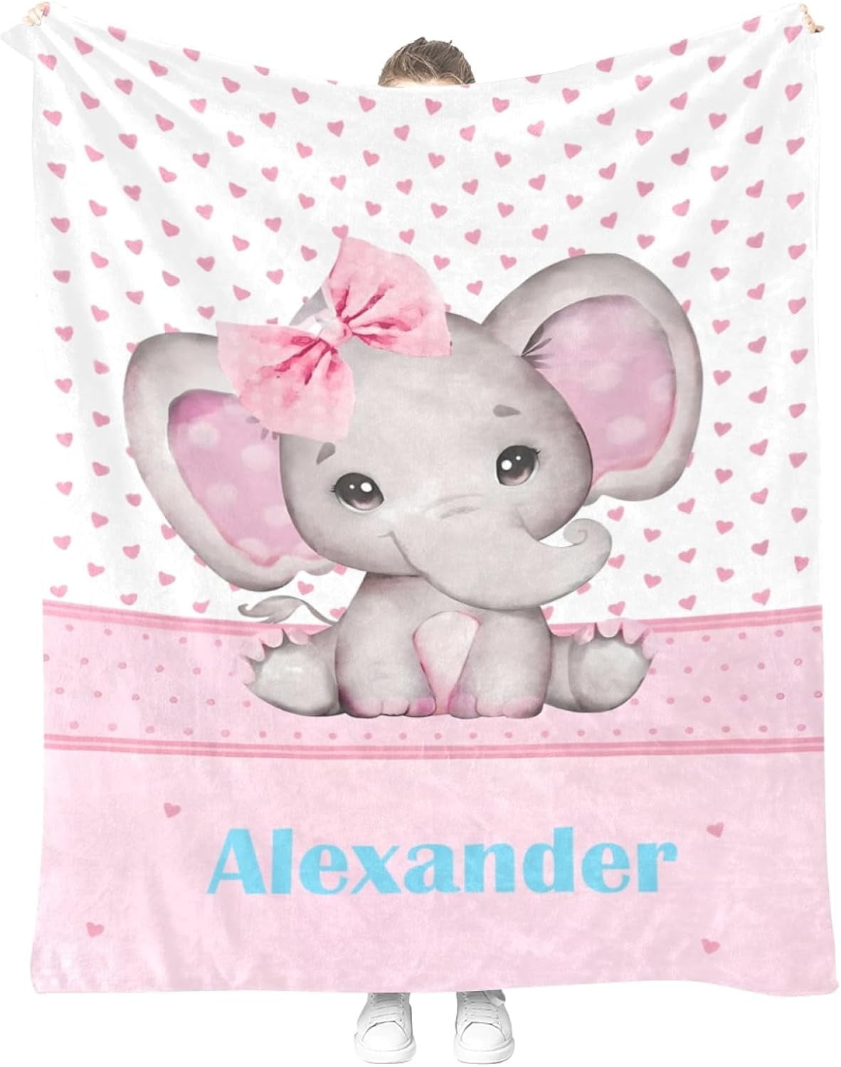 Personalized Baby Blanket With Name - Custom Elephant Blanket For Kids & Adults, Multiple Sizes