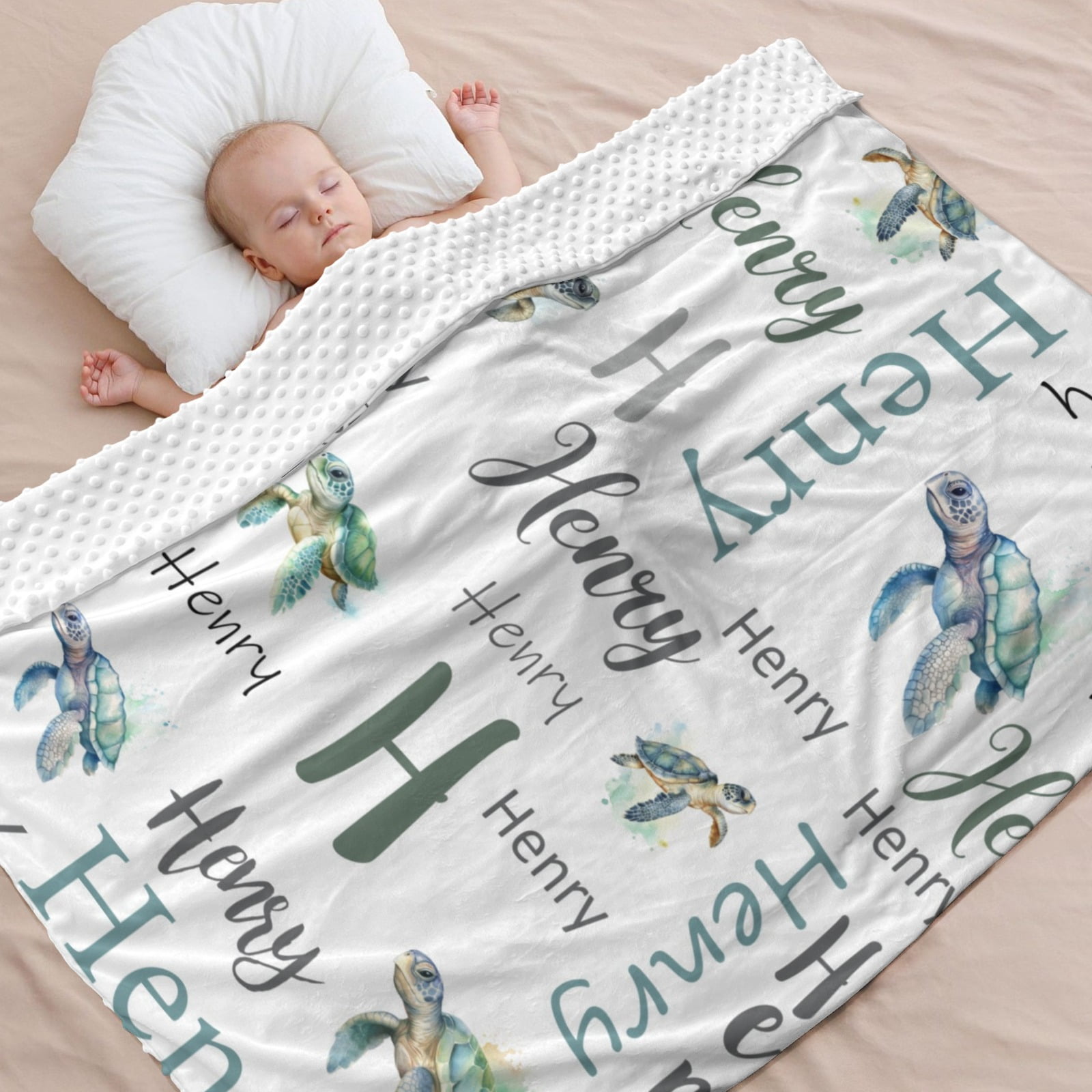 Personalized Baby Security Blanket Lovey and Swaddle Blanket Set